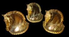 3 VINTAGE GLADYS BROWN DODGE INC. HORSE HEAD BOOKENDS