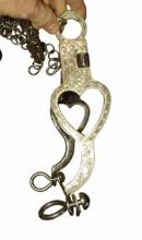 VINTAGE ENGRAVED SILVER OVERLAY with HEARTS HORSE TACK BIT