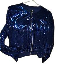 LADIES H&M SEQUINED ZIP FRONT JACKET - MEDIUM
