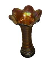 11" AMETHYST IMPERIAL CARNIVAL GLASS VASE - PICK UP ONLY