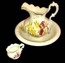 ANTIQUE HOMER LAUGHLIN PITCHER & BOWL, ETC. - PICK UP ONLY