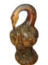 VINTAGE 18.5" CARVED WOODEN BIRD -