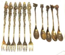 ANTIQUE SILVER PLATE FLATWARE PCS