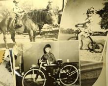 VINTAGE PHOTOS with CHILDREN'S BICYCLE, ETC.