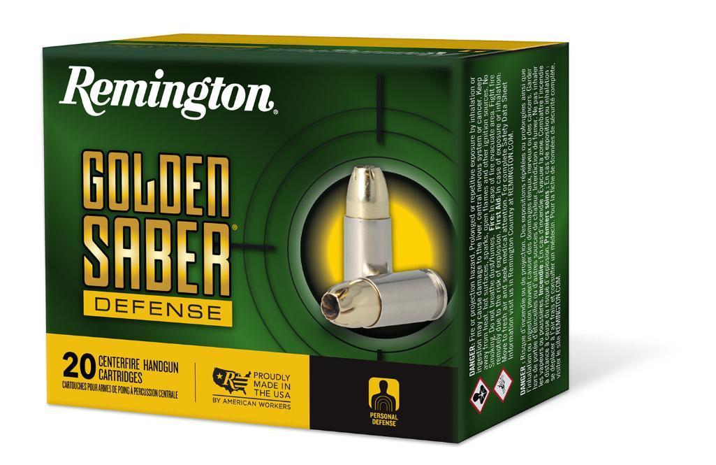 Remington Ammunition 27612 Golden Saber Defense 45 ACP 230 gr 875 fps Brass Jacket Hollow Point BJHP