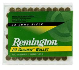 Remington Ammunition 21276 Golden Bullet 22 LR 40 gr Plated Lead Round Nose 100 Box