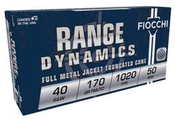 Fiocchi 40SWA Range Dynamics Pistol 40 SW 170 gr Full Metal Jacket TruncatedCone TCFMJ 50 Per Box