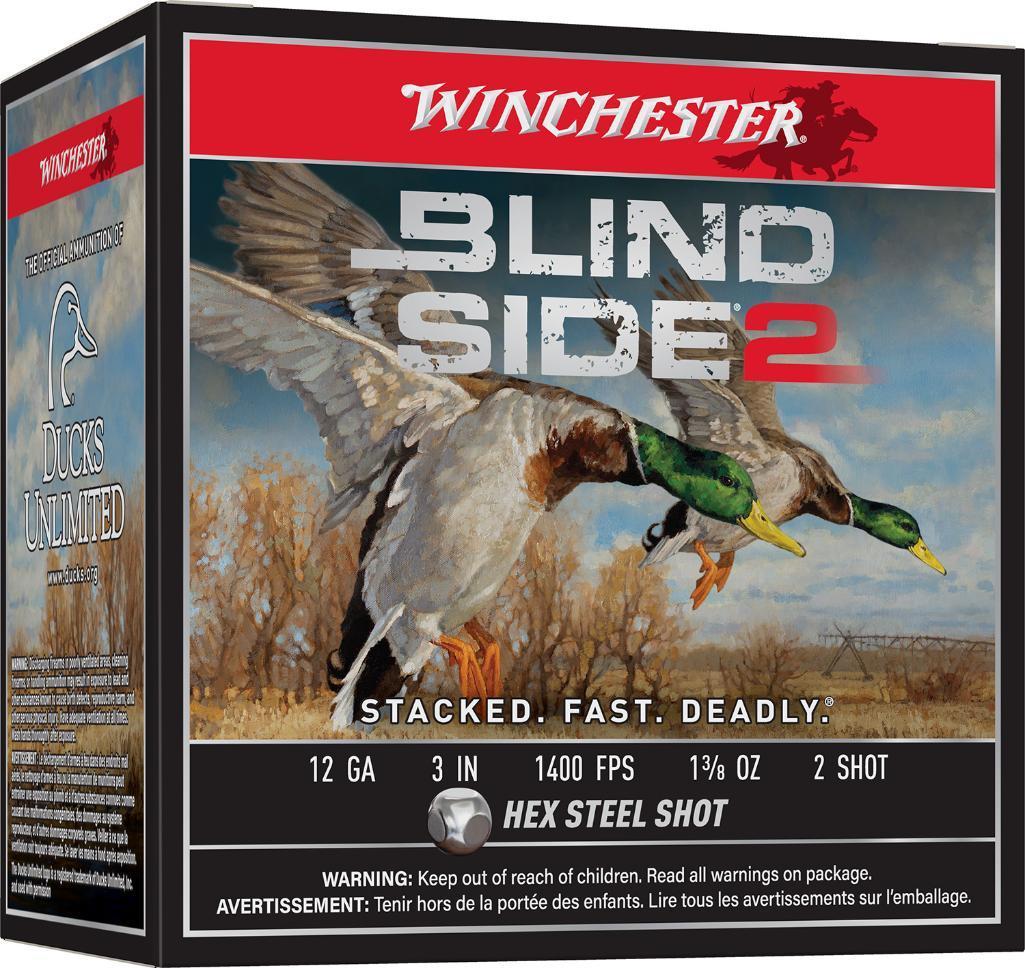 Winchester Ammo XBS1232 Blind Side 2 12 Gauge 3 1 38 oz 1400 fps 2 Shot 25 Bx