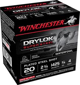 Winchester Ammo XS204 Drylok Super Steel Magnum 20 Gauge 2.75 34 oz 1425 fps 4 Shot 25 Bx