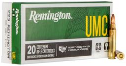 Remington Ammunition 23711 UMC Target 223 Rem 55 gr Full Metal Jacket FMJ 20 Per Box