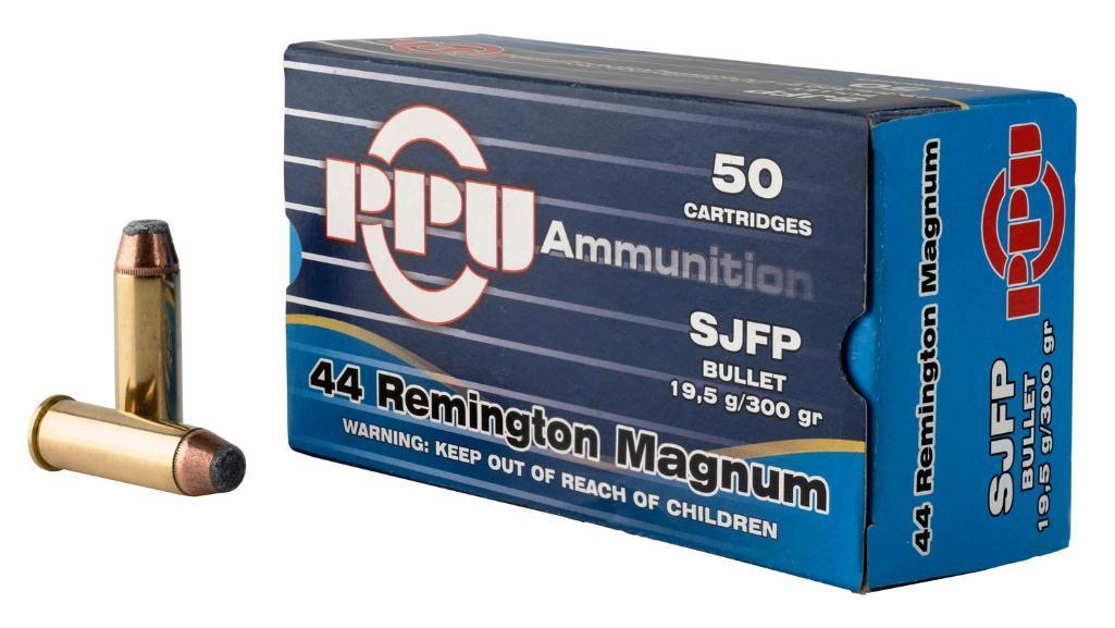 PPU PPH44MF Handgun 44 Rem Mag 300 gr Semi Jacketed Flat Point 50 Per Box