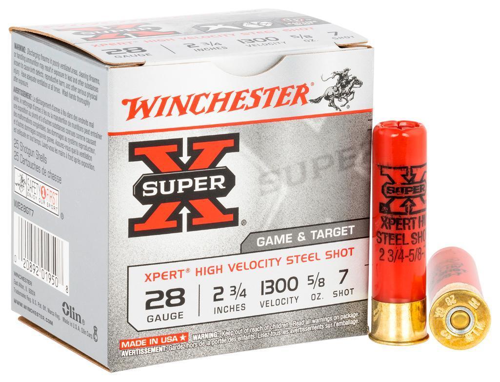 Winchester Ammo WE28GT7 Super X Xpert High Velocity 28 Gauge 2.75 58 oz 1300 fps 7 Shot 25 Bx