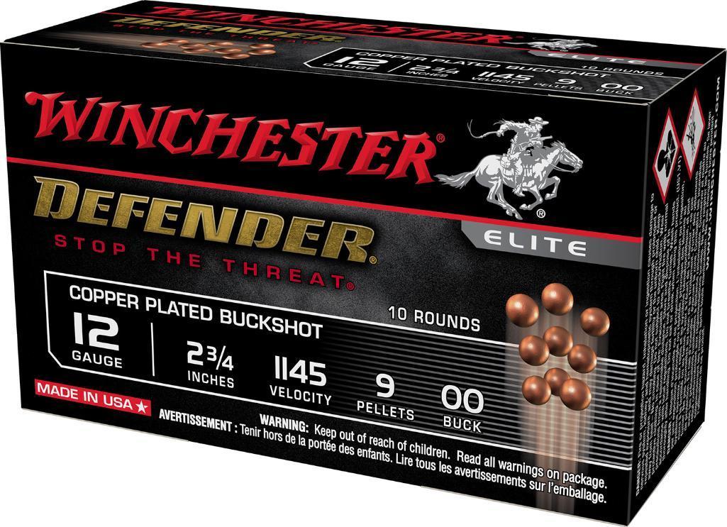 Winchester Ammo SB1200PD Defender 12 Gauge 2.75 9 Pellets Copper Plated 00 Buck Shot 10 Per Bx