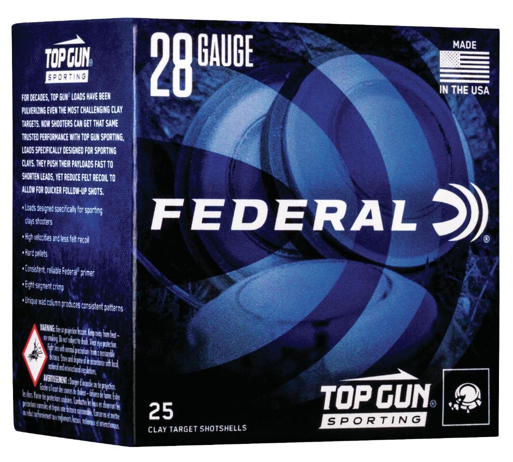 Federal TGS28218 Top Gun Sporting 28 Gauge 2.75 34 oz 1330 fps 8 Shot 25 Bx