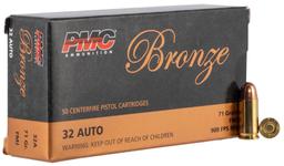 PMC 32A Bronze Target 32 ACP 71 gr Full Metal Jacket FMJ 50 Per Box