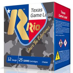 Rio Ammunition TGHV366TX Texas Game Load High Velocity 12 Gauge 2.75 1 14 oz 6 Shot 25 Per Box