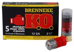 Brenneke SL122KO K.O. 12 Gauge 2.75 1 oz Slug Shot 5 Per Box