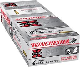 Winchester Ammo X17HMR1 Super X 17 HMR 20 gr 2375 fps Hornady XTP Hollow Point 50 Bx