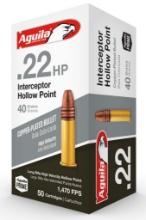 Aguila 1B220321 Interceptor High Velocity 22 LR 40 gr Copper Plated Hollow Point CPHP 50 Per Box