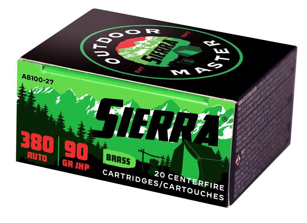 Sierra A810027 Outdoor Master 380 ACP 90 gr Jacket Hollow Point Sport Master 20 Box