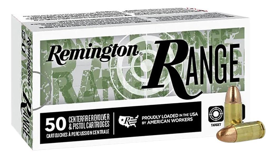 Remington Ammunition R27778 Range 9mm Luger 115 gr Full Metal Jacket FMJ 50 Per Box 20 Cs