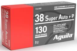 Aguila 1E382112 Target Range Handgun 38 Super P 130 gr Full Metal Jacket 50 Per Box