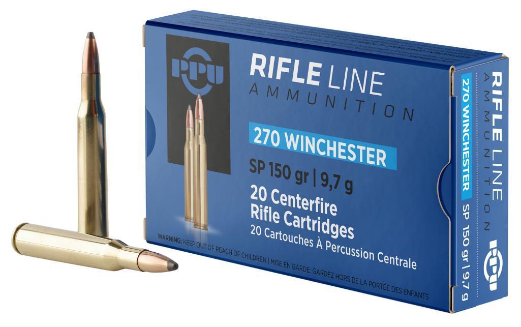 PPU PP2702 Standard Rifle 270 Win 150 gr Soft Point 20 Per Box