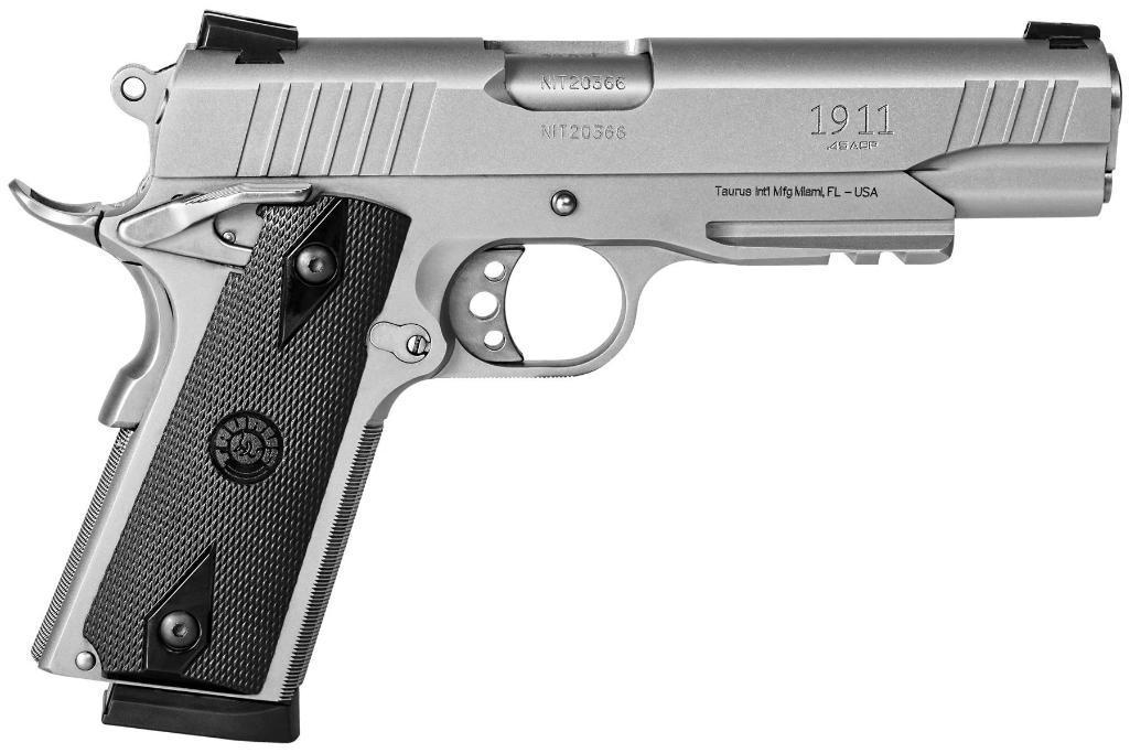 Taurus 1911 Pistol - Stainless Steel | .45 ACP | 5" Barrel | 8rd | Full Size Frame | Picatinny Rail