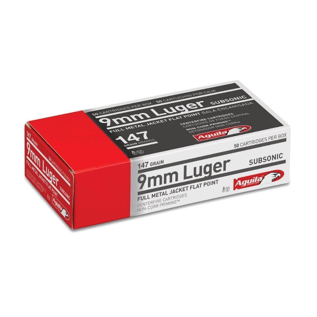 Aguila Ammunition 9mm Luger Subsonic Handgun Ammo - 147 Grain | FMJ Flat Point