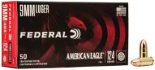 Federal AE9AP American Eagle Handgun 9mm Luger 124 gr Full Metal Jacket FMJ 50 Per Box