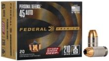 Federal P45HSD1 Premium Personal Defense 45 ACP 210 gr HydraShok Deep Hollow Point 20 Per Box