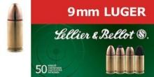 Sellier Bellot SB9C Handgun 9mm Luger 115 gr 1237 fps Jacketed Hollow Point JHP 50 Bx
