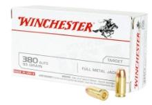 Winchester Ammo Q4206 USA 380 ACP 95 gr Full Metal Jacket FMJ 50 Per Box