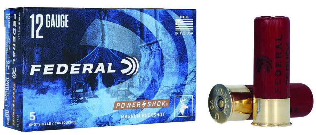Federal F13000 PowerShok Magnum 12 Gauge 2.75 12 Pellets 1 716 oz 00 Buck Shot 5 Per Box