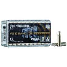 Federal PD22L1 Premium Personal Defense Punch 22 LR 29 gr 1080 fps Flat Nose FN 50 Bx100 Cs