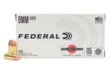 Federal RTP9115 Range Target RangeTargetPractice 9mm Luger 115 gr Full Metal Jacket FMJ 50 Per Box