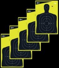 EZAim 15330 Splash Reactive Target Silhouette Paper Hanging 12 x 18 BlackYellow 5 Pack