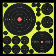 Birchwood Casey 34018 ShootNC Reactive Target Variety Pack SelfAdhesive Paper BlackYellow Bullseye