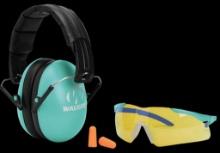 Walkers GWPYWFM2GFPLTL Folding Muff Combo 23 dB Over the Head Folding Muff Foam Ear Plugs Shooting