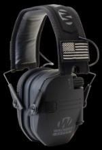 Walkers GWPRSEMPAT Razor Patriot Slim Electronic Muff 23 dB Over the Head Black wFlag Patch Polymer