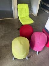 Lot of 4 Colorful Chairs