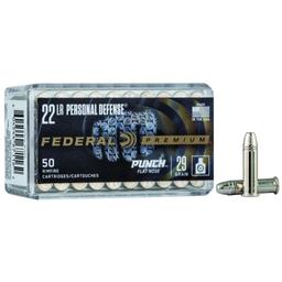 Federal PD22L1 Premium Personal Defense Punch 22 LR 29 gr 1080 fps Flat Nose FN 50 Bx100 Cs