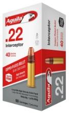 Aguila 1B220320 Interceptor High Velocity 22 LR 40 gr CopperPlated Solid Point 50 Per Box