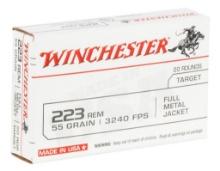 Winchester Ammo W223K USA 223 Rem 55 gr 3240 fps Full Metal Jacket FMJ 20 Bx
