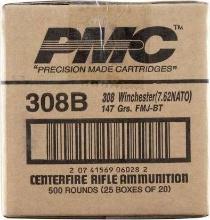 Bronze .308 WIN(7.62 NATO) 147GR FMJBT 500 Round Case - Tactical Firearm Ammunition