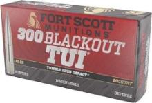 Fort Scott Munitions .300 Blackout TUI Rifle Ammo - Lead Free, 150gr Brass Case, 20rd Box - 25 Boxes