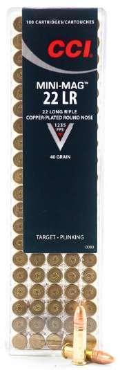 Cci 0030 Target & Plinking Mini-Mag 22 Lr 40 Gr Copper-Plated Round Nose 100 Bx