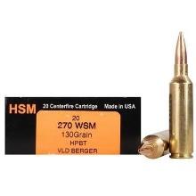 Hsm Ber270Wsm130 Trophy Gold 270 Wsm 130 Gr Match Very Low Drag 20 Bx