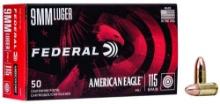 Federal Ae9Dp American Eagle 9Mm Luger 115 Gr Full Metal Jacket (Fmj) 50 Bx