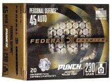 Federal Pd45P1 Premium Punch 45 Acp 230 Gr Jacketed Hollow Point (Jhp) 20 Bx
